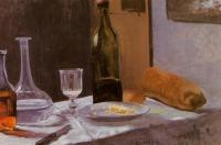 Monet, Claude Oscar - Still Life with Bottle, Carafe, Bread and Wine